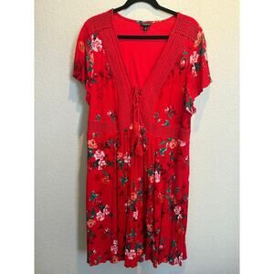 Torrid Mini Gauze Lace-Up Skater Dress‎ Red Size 2